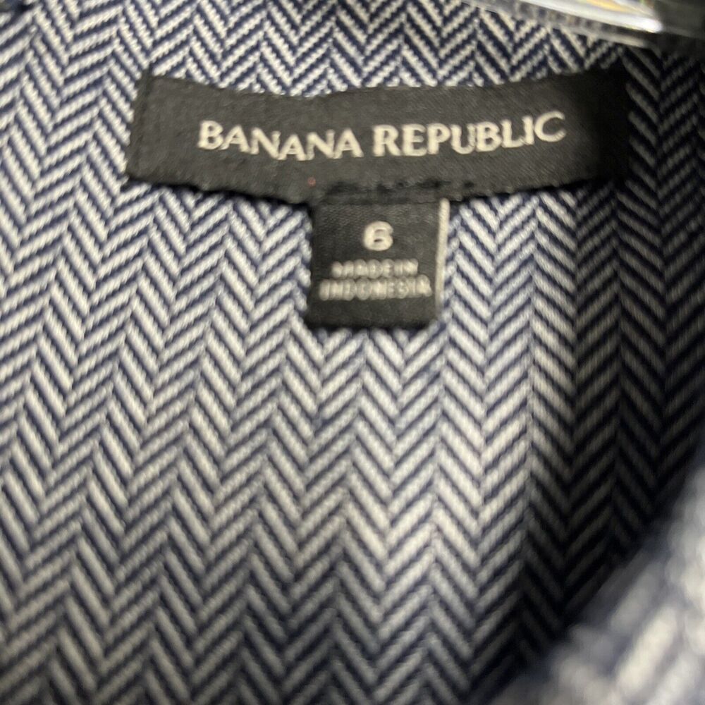 BANANA REPUBLIC Navy Herringbone Ponte Dress Flutter Sleeves Stretch WOMENS 6 - Picture 6 of 6